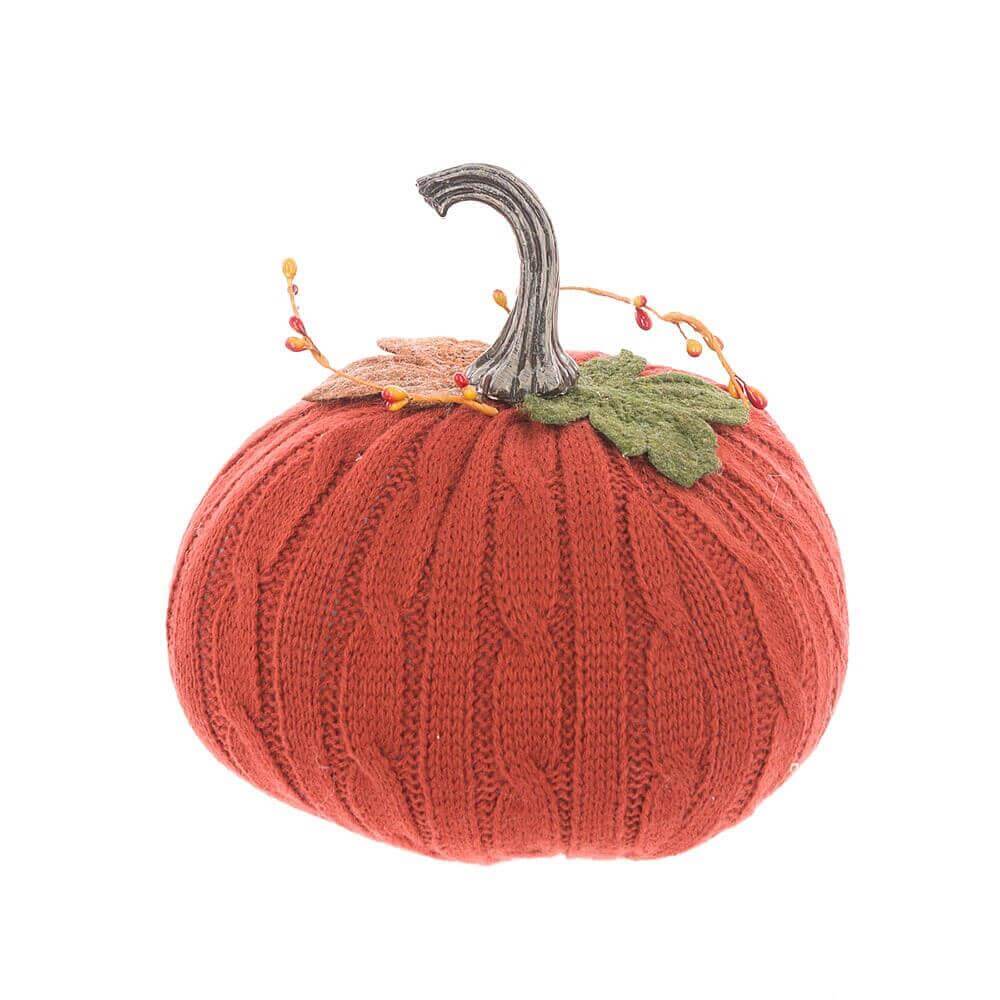 Floralsilk Autumn Rust Knitted Pumpkin 20cm